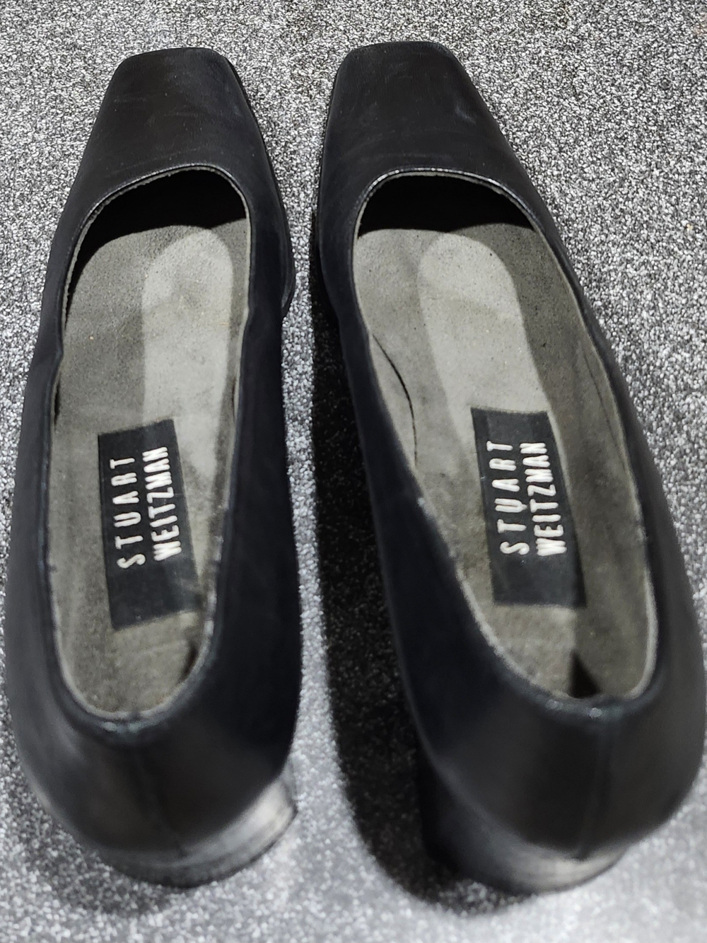 Vintage Stuart Weitzman Black Leather Square Toe Pumps Heels Size 5 AAA Narrow